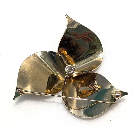 Sarah Coventry Gold Tone Ribbed Leaf Swirl Brooch - Picture 4 of 6